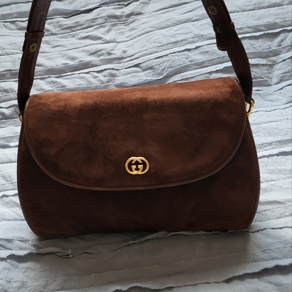 Vintage Gucci 2 way bag Suede